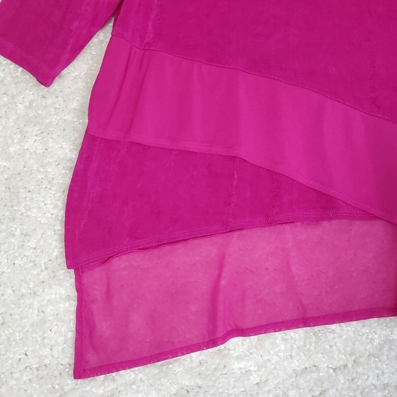 Chicos Travelers Women Slinky Tunic Top Size 3 US XL Pink Stretch Cruise Evening - Picture 4 of 14